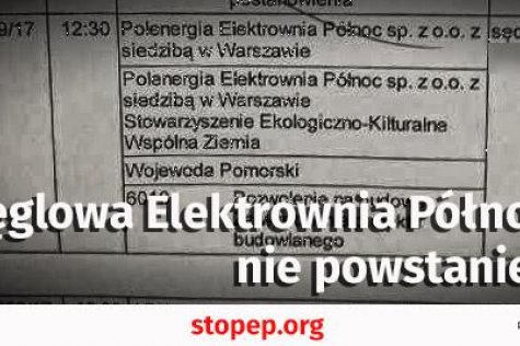 Hearing cancelled,  Północ power plant still without building permit